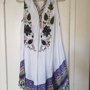 Indian Emporium Multi-Color Geo-Floral Print 3 Button Down Dress Size M/L